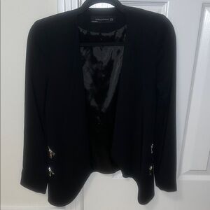 Zara Elegant Black Blazer with Zipper Accents XS